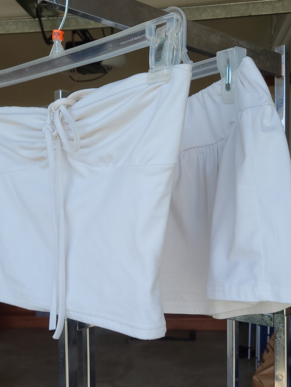 White Drawstring Tube Top and Skort Set